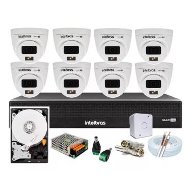 Imagem de Kit 8 Cameras Intelbras Vhd 3220fc+ Full Color Audio, Dvr 8ch C/hd 500gb