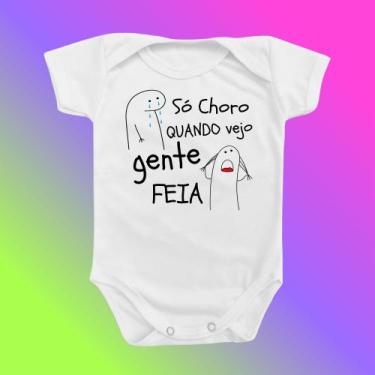 Imagem de Roupinha Body de Bebê Só Choro Quando Vejo Gente Feia Flork Meme Menin