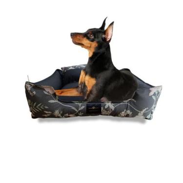 Imagem de Cama Cochilo Pet Acquablock Impermeável Chumbo Floral Luxo Conforto Ta