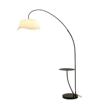 Imagem de Luminária de chão Luminária de chão com prateleiras, base mármore, industrial, moderna, para leitura em arco, mesa, para sala estar, quarto, escritório