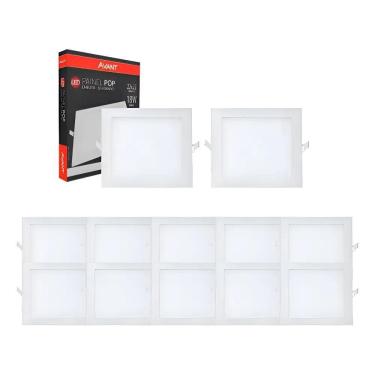 Imagem de Kit 10 Plafon De Embutir 22X22 18W 6500K Luz Branca Quadrado