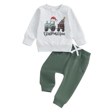 Imagem de Trator de Natal Outfit Frietlebird Toddler Boys 3-4T cinza