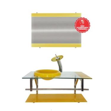 Imagem de Gabinete de Vidro 90cm para Banheiro Áustria - EKASA, Amarelo