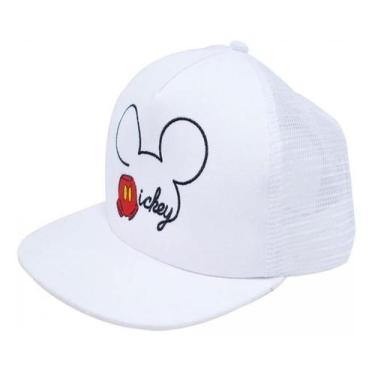 Imagem de Boné Infantil Mickey Mouse Aba Reta Disney Branco
