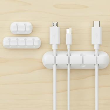 Imagem de Clipes de cabo brancos, organizador de cabos, organizadores de cabos, suporte de cabo USB, organizador de fios, clipes de cabo, 2 pacotes de tiras para mesa, carro, casa e escritório (2, 4