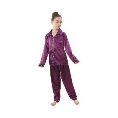 Imagem de Conjunto De Pijamas Para Adolescentes Meninas E Meninos Em Seda Satin 
