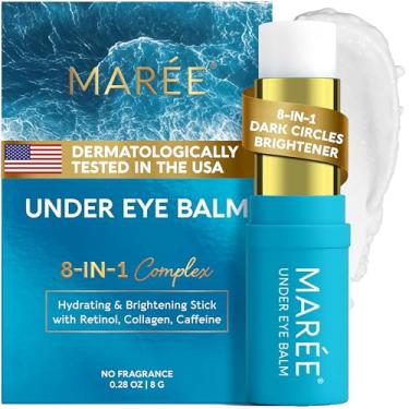 Imagem de MAREE Bastão hidratante Under Eye Balm Stick - Retinol Cafeína Under Eye Brightener Stick para mulheres mais velhas - Creme de colágeno sob os olhos para olheiras e rugas - Hidratante de tratamento de