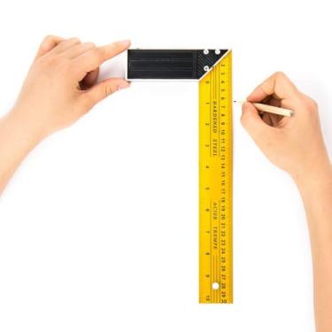 Imagem de Esquadro Profissional de Metal para Marcenaria, 30 cm, Ângulo Reto, Resistente à Corrosão, Ideal para Construção Civil e Serralheria