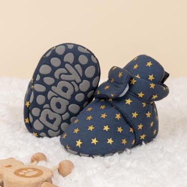 Imagem de Botas de lã para bebês recém-nascidos, meninos, meninas, meias macias que não deslizam para bebês primeiros a caminhar, sapatos de berço de inverno, Azul, 12-18 Months Toddler