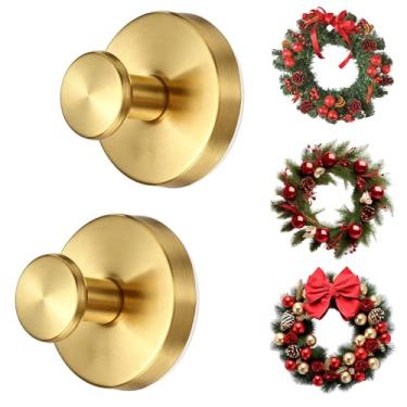 Imagem de Pacote com 2 cabides de grinalda com ventosa para porta da frente, guirlanda de 5 kg a 10 kg, gancho de sucção para porta de vidro, ganchos de sucção sem broca, para banheiro, decorações de Natal