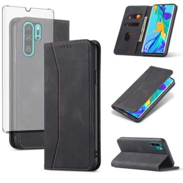 Imagem de Asuwish Capa carteira flip para celular Huawei P30 Pro com protetor de tela de vidro temperado, fecho magnético, suporte para cartão de crédito, suporte para celular, acessórios Havaí P30Pro P 30