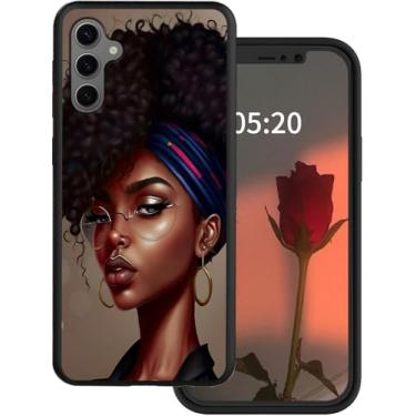 Imagem de GYSYSQSH Capa para celular Galaxy A16 5G para Samsung Galaxy A16 4G Capa de 6,7 polegadas 2024 com design de menina africana fina macia de silicone TPU sem fio, carregamento sem fio, antiarranhões, à