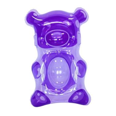 Imagem de Vaveren Boia inflável em formato de ursinho de goma para piscina, brinquedo divertido para piscina, prancha de surfe inflável infantil para festas, diversão, Roxo