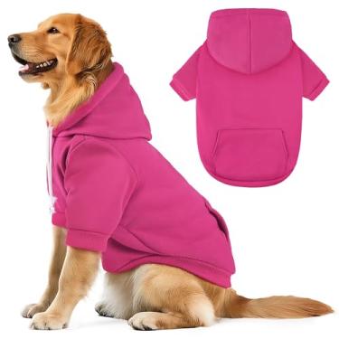 Imagem de Moletom com capuz básico para cães, xadrez, ultramacio, roupas de clima frio, para cães médios, grandes, tecido respirável, aconchegante, casaco quente e elegante com bolso para trela, jaqueta para