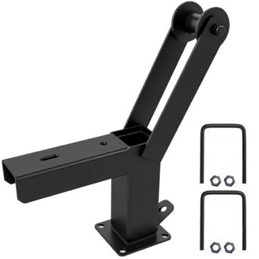 Imagem de ZUIWAN Suporte de guincho de reboque de barco com rolo 7,6 cm L x 10 cm A lingueta de reboque de barco/barra de tração, poste de montagem de guincho de barco ajustável (preto)