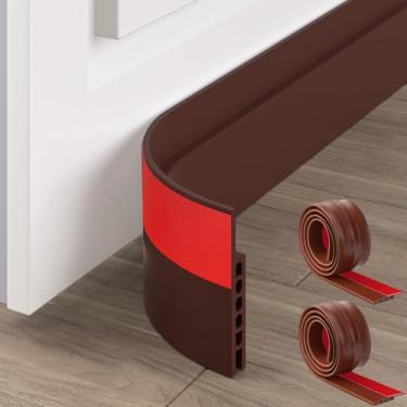 Imagem de Tampa de rascunho de porta, 2 peças de varredura sob a porta para portas externas e internas, vedação de porta de decapagem de clima, bloqueador de janela de garagem, isolamento de ar frio, proteção