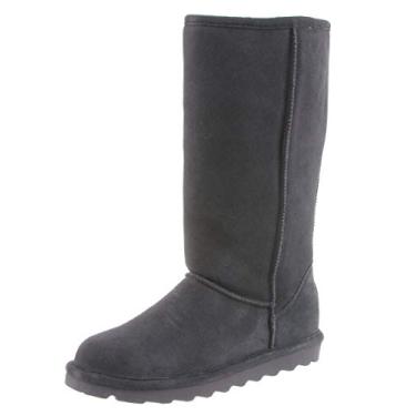 Imagem de BEARPAW Bota feminina Elle Tall Wide em várias cores | Bota feminina clássica de camurça | Bota feminina sem cadarço | Bota de inverno confortável, Carvão, 35
