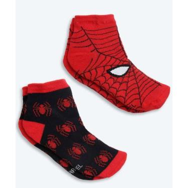 Imagem de Kit 2 Pares Meias Infantil Soquete Homem Aranha Marvel-99663, 34/36, V
