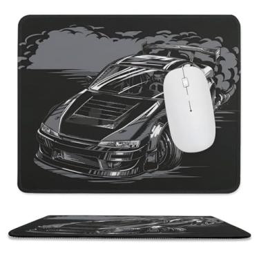 Imagem de Mouse pads quadrados preto e branco JDM carro 200sx drifting cool gaming mouse pads base de borracha antiderrapante suprimentos tapete de mouse pad de borracha impermeável mesa mesa pad para