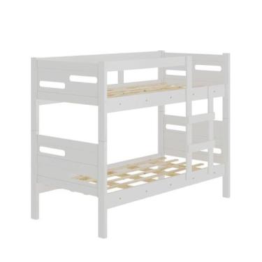 Imagem de Beliche Estrela que Vira Duas Camas 100 MDF com Escada Branco - Marcia