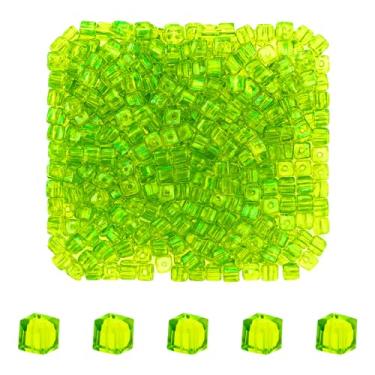 Imagem de Mandala Crafts Contas de cristal de cubo verde neon de 3 mm – 500 contas de vidro facetadas para fabricação de joias, suprimentos de contas, artesanato DIY, pulseiras, colares, brincos e contas