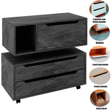 Imagem de Kit Balcão E Gabinete De Banheiro Karina Mármore Lunar