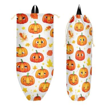 Imagem de xigua Suporte de parede para saco de plástico Halloween Pumpkins com cordão, 1 pacote, reutilizável para decoração de bolsas, meias, roupas íntimas e gravatas