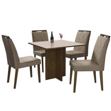Imagem de Mesa de Jantar Los Angeles 90x90cm com 4 Cadeiras Minas Plac Cor Canel