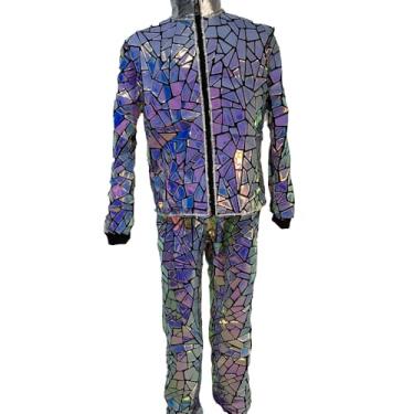 Imagem de Earthradius LED Giant Costume Laser Pink Glossy Splinter Reflective Fabric Performance Costume Mardi Gras Celebration Event Wear (S, Clothing (without helmet))