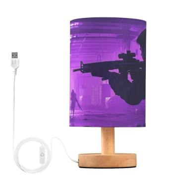 Imagem de Joisal Luminária de cabeceira Soldados em neon brilhante, abajur de mesa leve para os olhos, lâmpadas pequenas para sala de estar, decoração de quarto