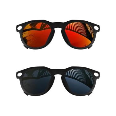 Imagem de MYCOURAG Armação preta para óculos de sol Oakley Meta HSTN OW8002 51 mm com proteção UV - preto + vermelho