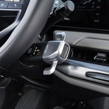 Imagem de Amzcar Capa de botão de mudança de coluna de direção de alumínio compatível com acessórios KIA EV3 2024-2025 EV4 2025-2026 EV9 2024-2025 (prata)