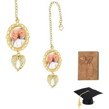 Imagem de Amuleto de foto de borla de formatura personalizado 2025, pingentes de foto de graduação dourada, presentes de graduação, pingentes de imagem de memória para decoração de fotos de cerimônias