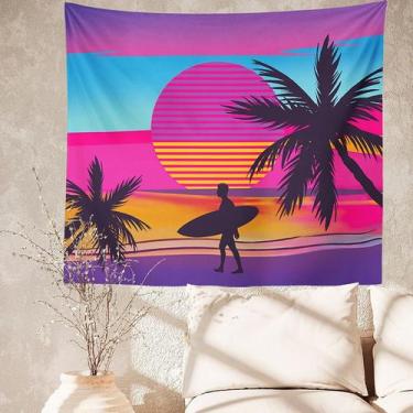 Imagem de Tapeçaria: paisagem abstrata de praia de verão, 150x100cm, microtecido