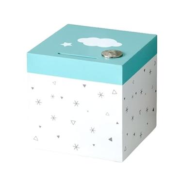 Imagem de Cofrinho quadrado requintado caixa de dinheiro simples de madeira ornamento de mesa caixa econômica moderna para homem mulher fácil de armazenar