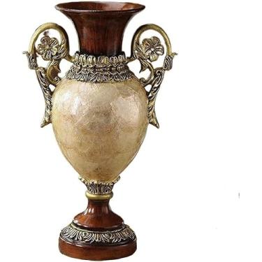 Imagem de Vasos de flores grandes de resina estilo europeu para sala de estar, sala de jantar, mesa de centro de mesa, quarto, escritório, hotel, decoração de casa, vaso decorativo alto pintado à mão, melhor