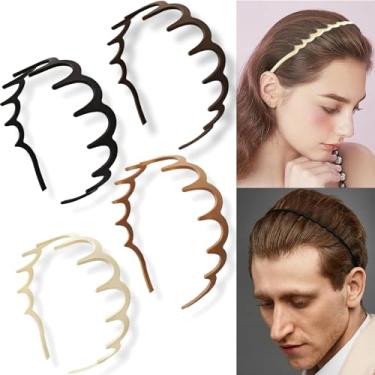 Imagem de 4 faixas de cabeça em ziguezague, plástico antiderrapante com dentes, pente de dentes de tubarão para cabelo feminino