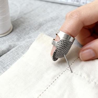 Imagem de Dedal de costura, protetor de dedo de dedal de costura de metal, anel de proteção de dedo ajustável, dedal, quilting, artesanato
