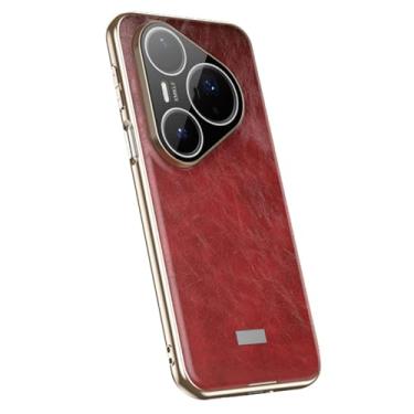 Imagem de LTLMYDAM Capa de revestimento para Huawei Pura 80 Ultra/80 Pro/80Pro+/80, padrão de cera de óleo, vintage, capa antiqueda, couro vegano, capa para câmera, vermelha, 80 Ultra/80 Pro