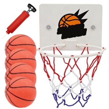 Imagem de Cesta de Basquete Infantil,Brinquedos Pequenos com Bolas | Jogos de Basquete sem Furação | para Crianças Rapazes Raparigas Exercício Casa Sala de Aula Sala de Estar