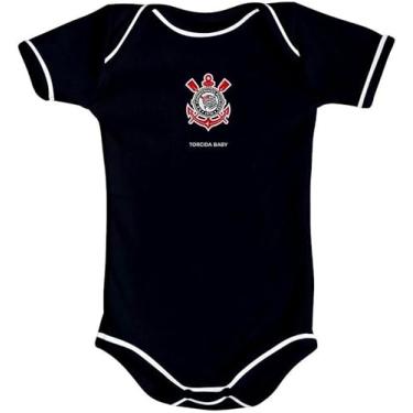 Imagem de Torcida Baby Body Bebê Corinthians Oficial, Preto, Manga Curta (M)