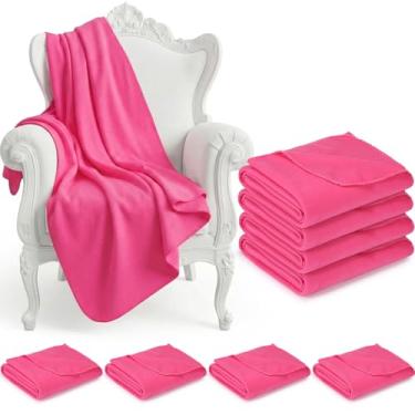 Imagem de HunnmingRe Pacote com 8 cobertores de lã 159 x 121 cm, festa do pijama macia e itens essenciais para festa de spa (rosa claro)