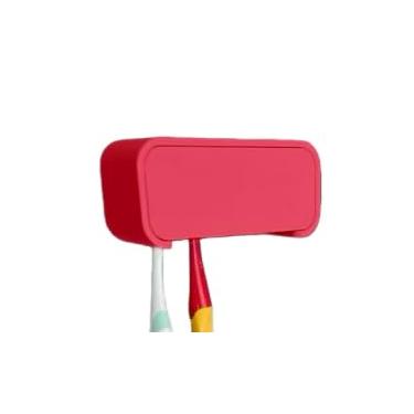 Imagem de Porta Escovas de Dente Parede – Fixação Sem Furo – Suporte Para 4 Escovas + Fita Dupla Face Forte(2 Escovas,Vermelho)
