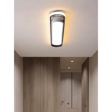 Imagem de Luminária de teto LED moderna e inteligente para corredor, com intensidade regulável, em metal, branca, com controle remoto, faixa longa para varanda, sala de jantar, escritório, corredor, c
