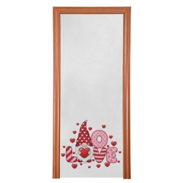 Imagem de ATTX Capa de porta da frente padrão de gnomos dos namorados - decoração de férias de tecido elástico lavável para festas, casa, decoração de porta da frente, 986 x 98 polegadas (986)