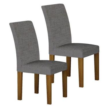 Imagem de Cadeira para Mesa de Jantar Napoli MDF Kit 2 Peças Freijó Linho Cinza 