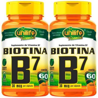 Imagem de Kit Com 2 Un Vitamina B7 Biotina Pura 120 Cáps 500mg Cabelos, Unhas e 
