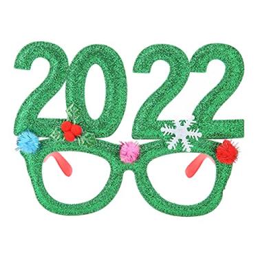 Imagem de CUOFYUNL Armação de óculos de Natal brilhante, requintado, bonito e elegante, óculos de Natal para festas de fim de ano, cabines de fotos (Verde)