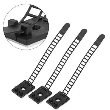 Imagem de Generic 50 Peças Organizador de Braçadeira de Fio de Cabo Autoadesivo Ajustável Clipes de Fixação Fortes para Carro, Tamanho Pequeno, Preto e Branco, para Uso Doméstico e de Escritório (Preto)