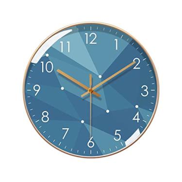Imagem de Relógio de parede moderno relógio de parede personalizado padrão geométrico arte relógio de parede sala de estar quarto relógio de parede decorativo mudo (25,4 cm)